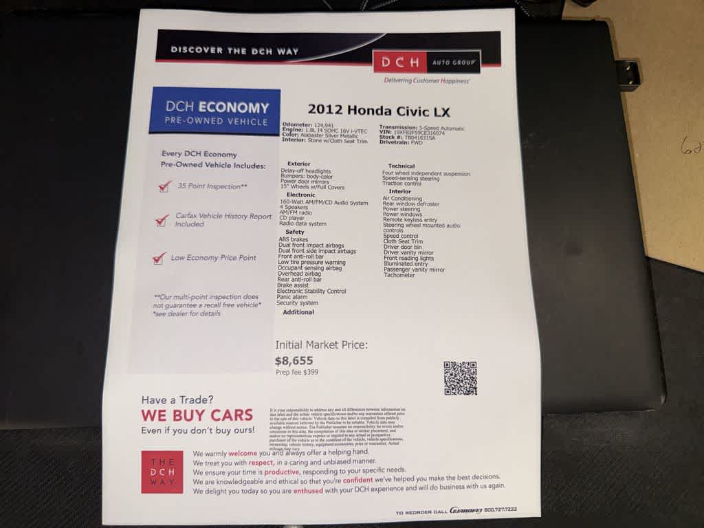Honda Civic LX de 2012