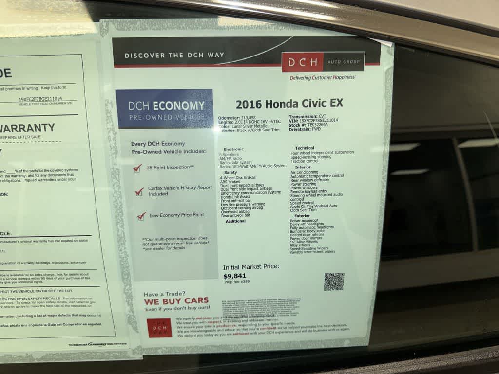 Honda Civic Sedán EX 2016