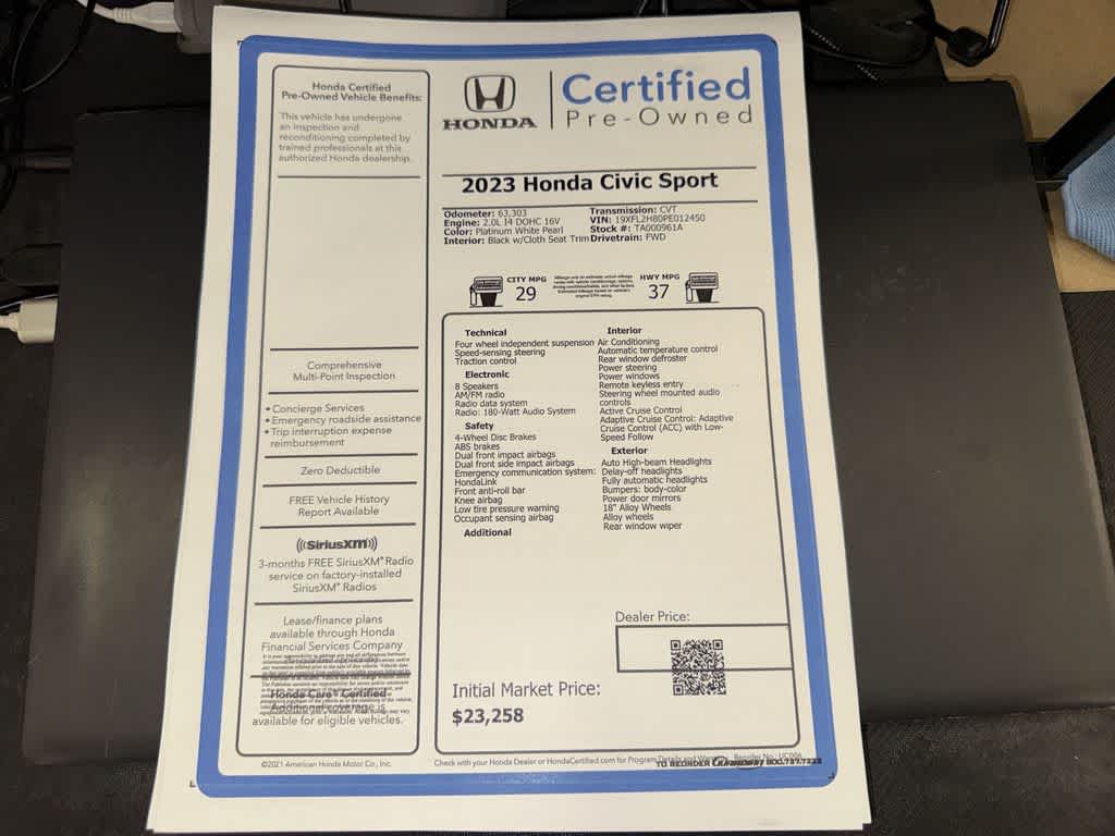 2023 Honda Civic Sport