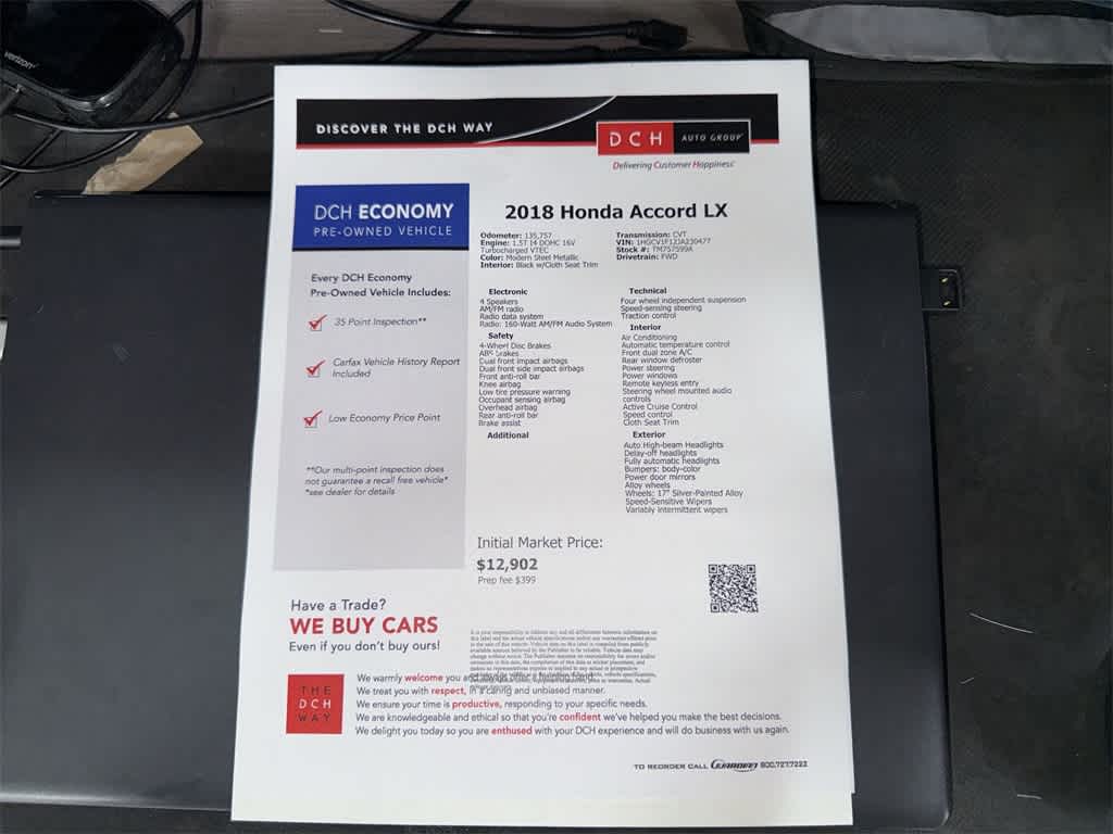 Honda Accord Sedán LX 1.5T 2018