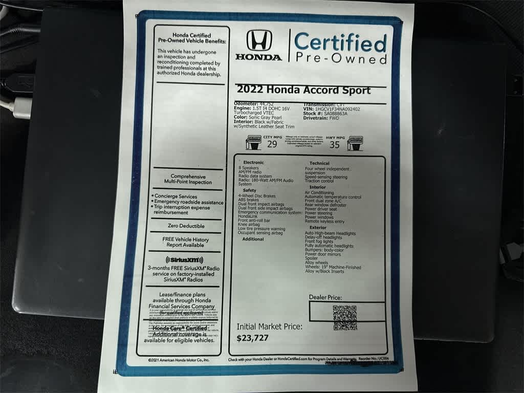 2022 Honda Accord Sport