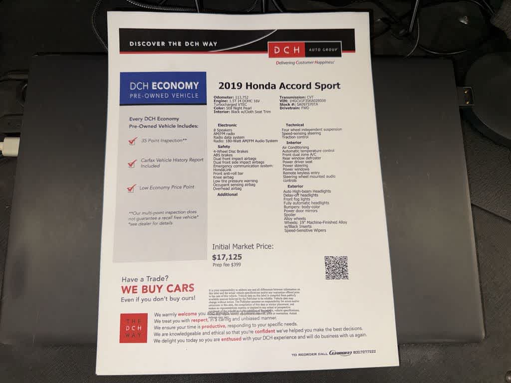 Honda Accord Sedán Sport 1.5T 2019