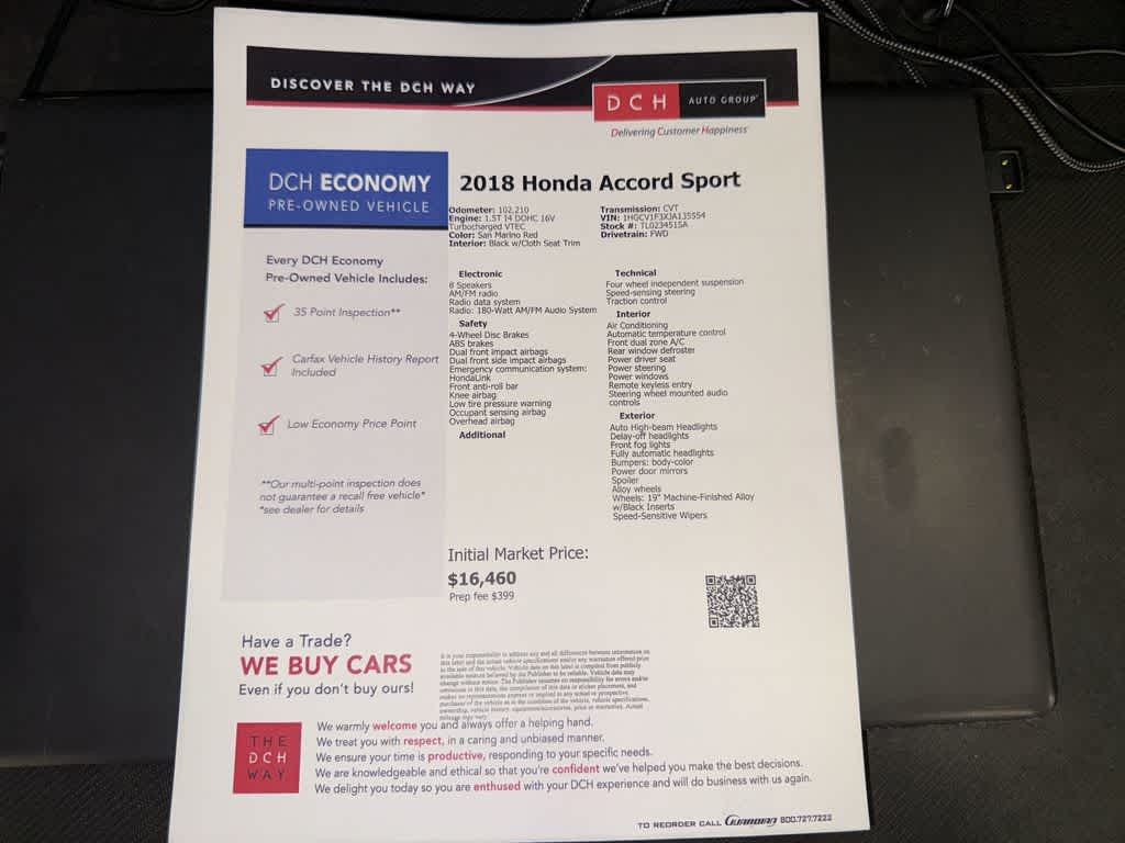 Honda Accord Sedán Sport 1.5T 2018