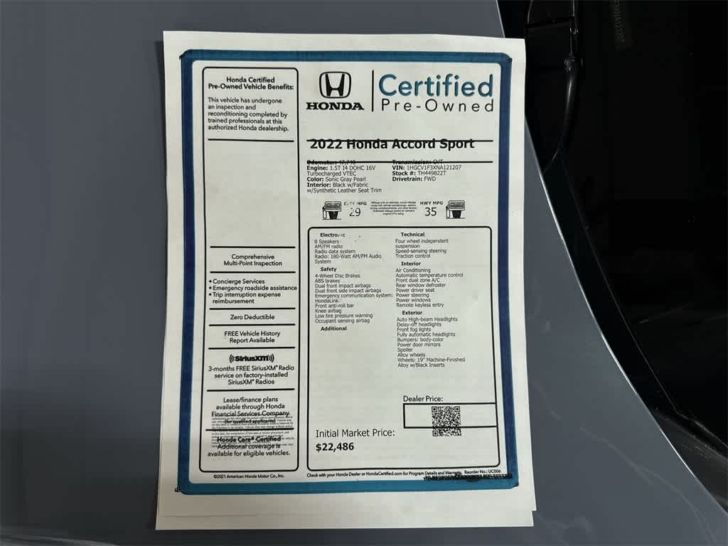 2022 Honda Accord Sport