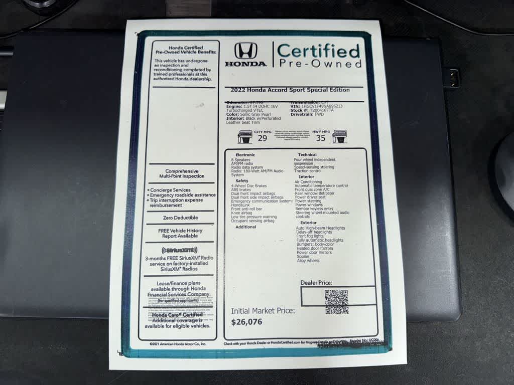 2022 Honda Accord Sport SE