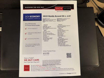 Honda Accord Sedán EX-L 2.0T de 2019