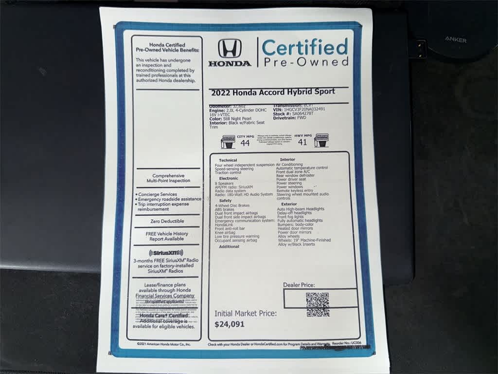 Honda Accord Hybrid Sport 2022