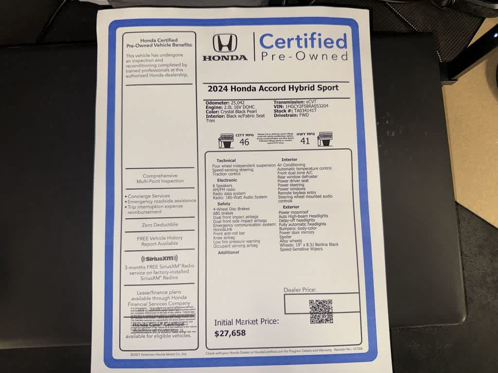 Honda Accord Hybrid Sport 2024