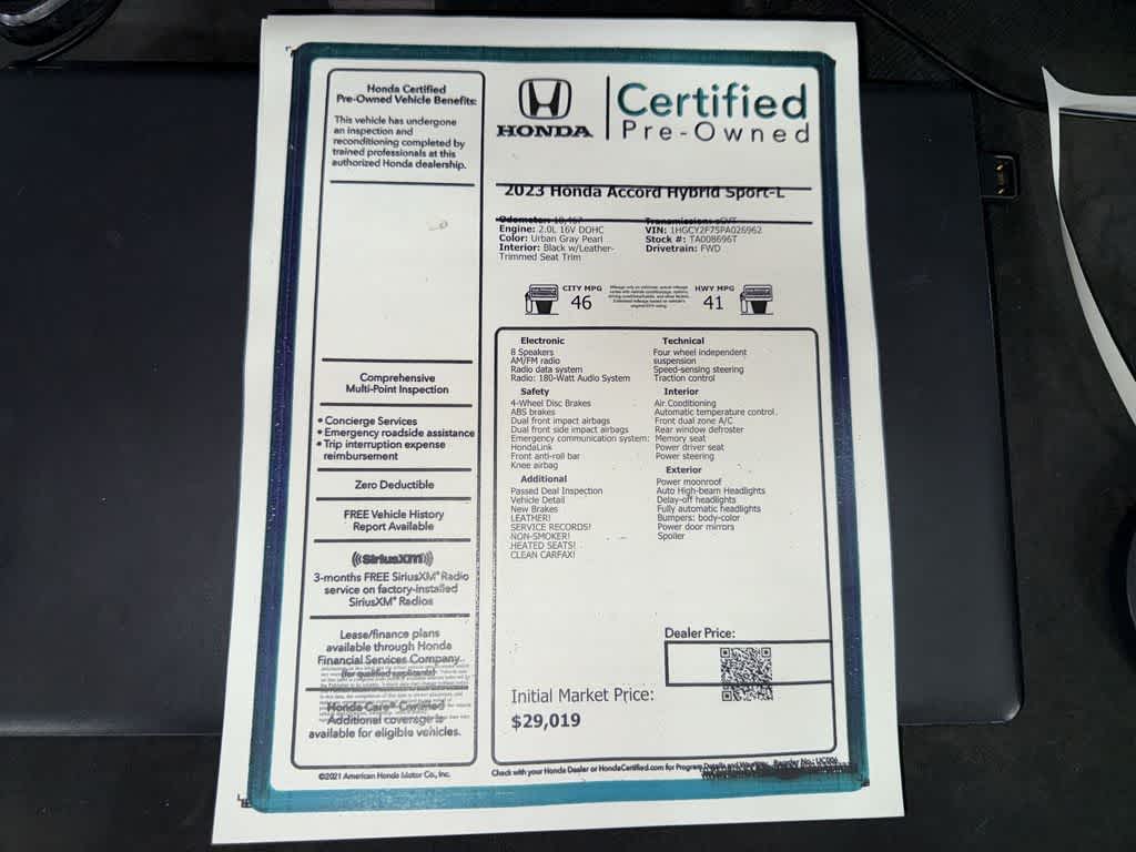 2023 Honda Accord Hybrid Base