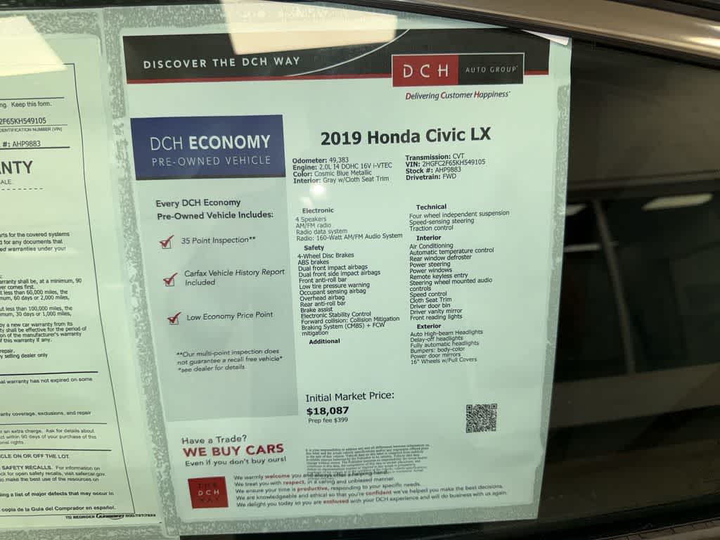 Honda Civic Sedán LX 2019