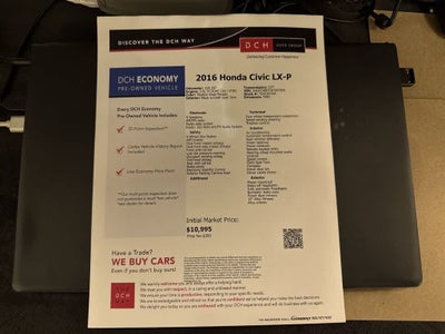 Honda Civic Coupé LX-P 2016