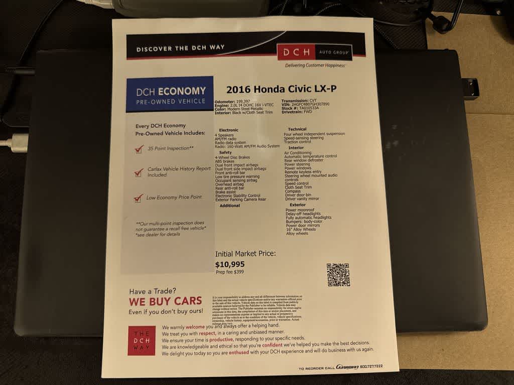 Honda Civic Coupé LX-P 2016