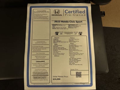 2023 Honda Civic Sport