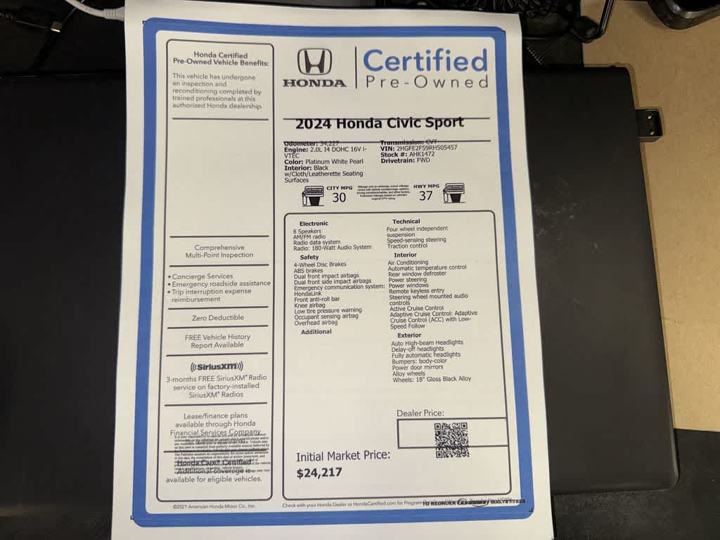2024 Honda Civic Sport