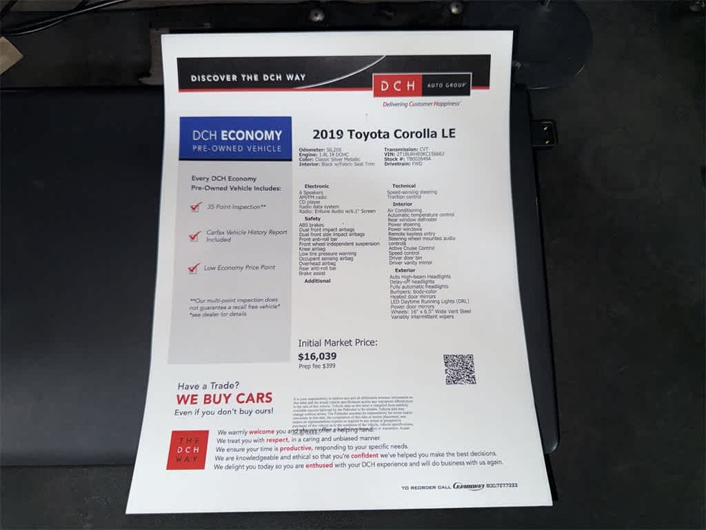 Toyota Corolla L 2019