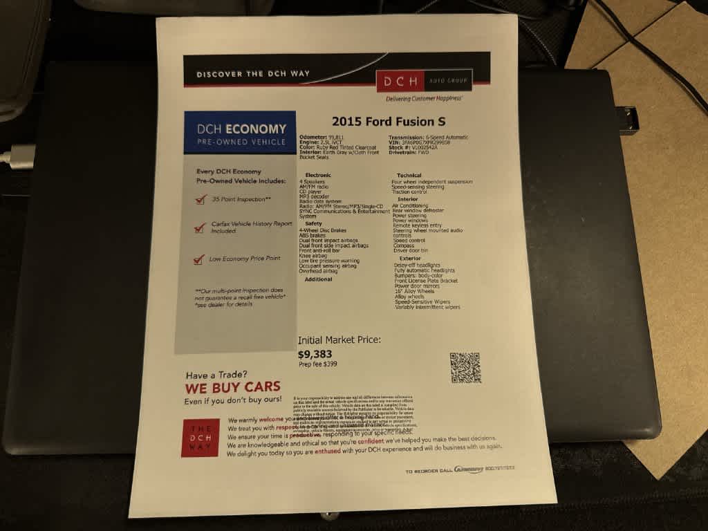 Ford Fusion S 2015