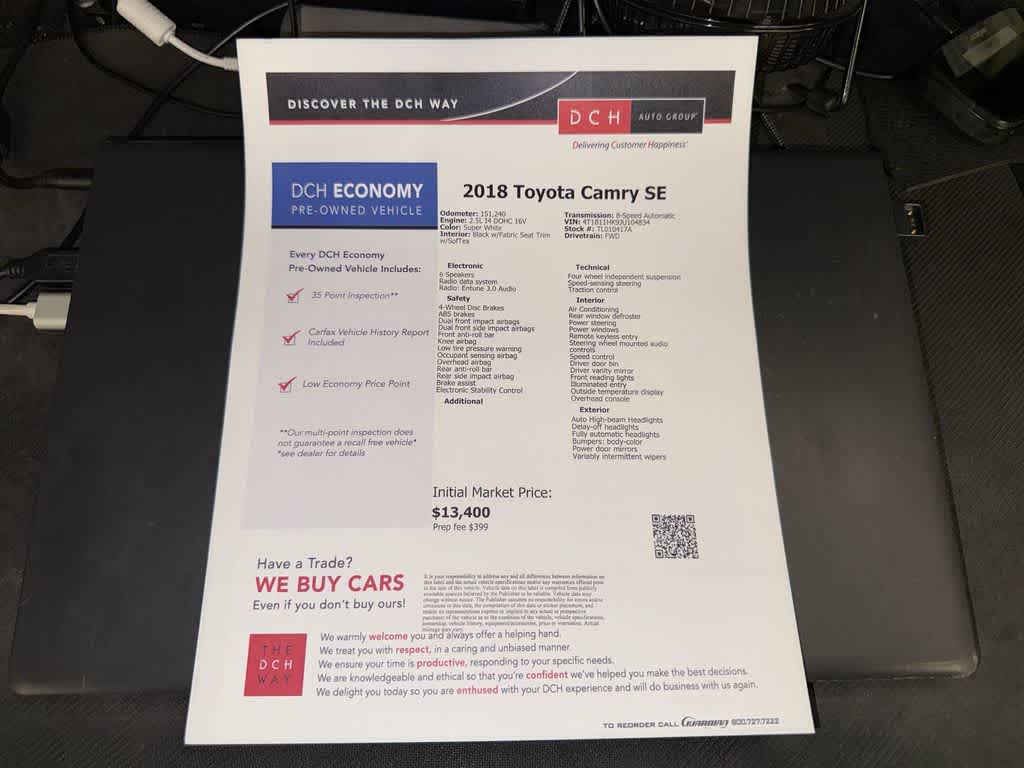 Toyota Camry SE 2018