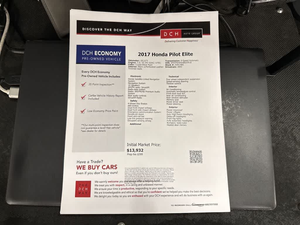 Honda Pilot Elite 2017