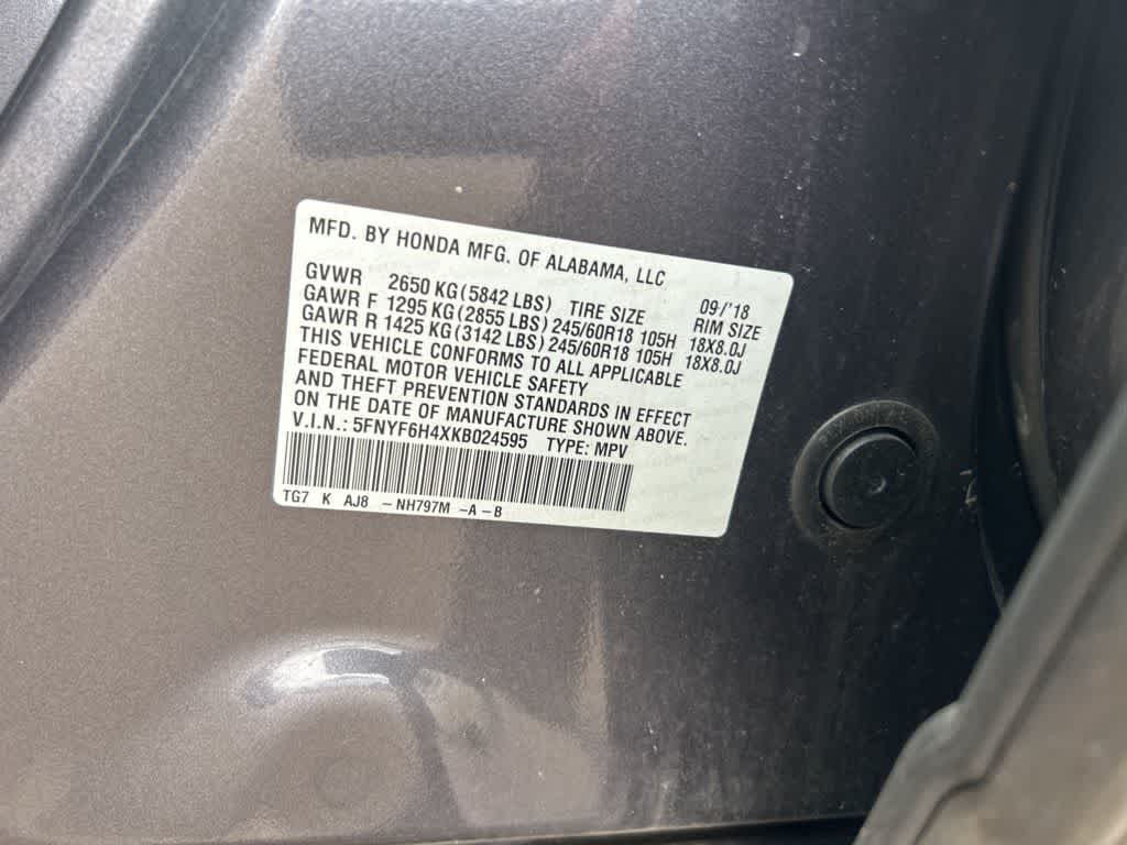 Honda Pilot EX-L 2019 con navegador y RES