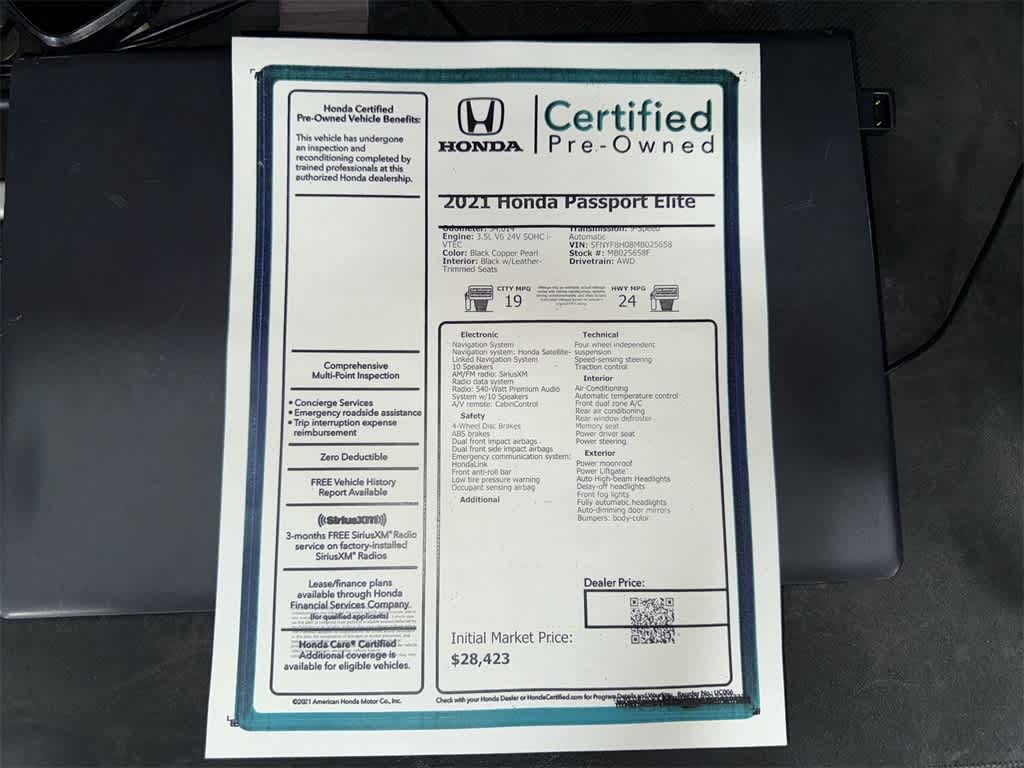 2021 Honda Passport Elite