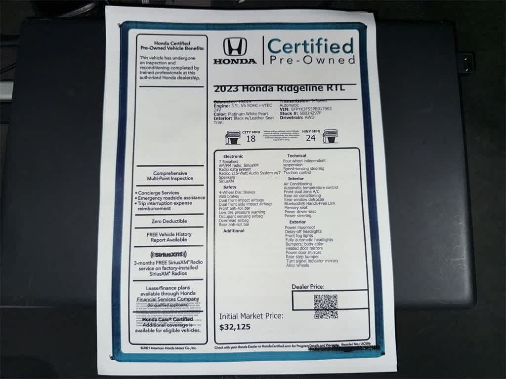 2023 Honda Ridgeline RTL