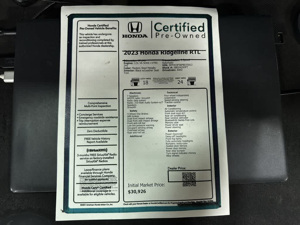 2023 Honda Ridgeline RTL