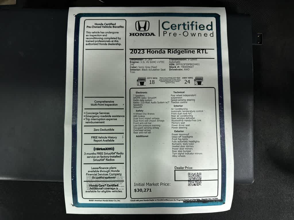 2023 Honda Ridgeline RTL