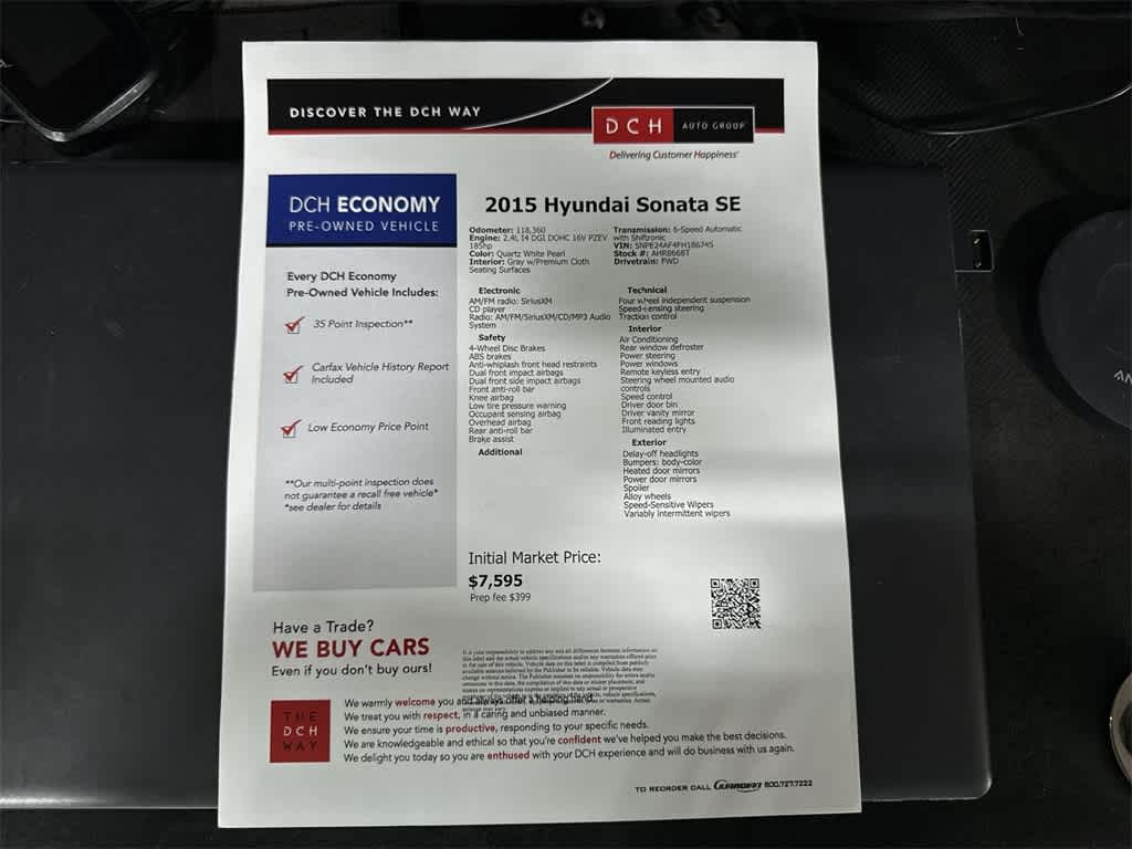 Hyundai Sonata 2.4L SE 2015