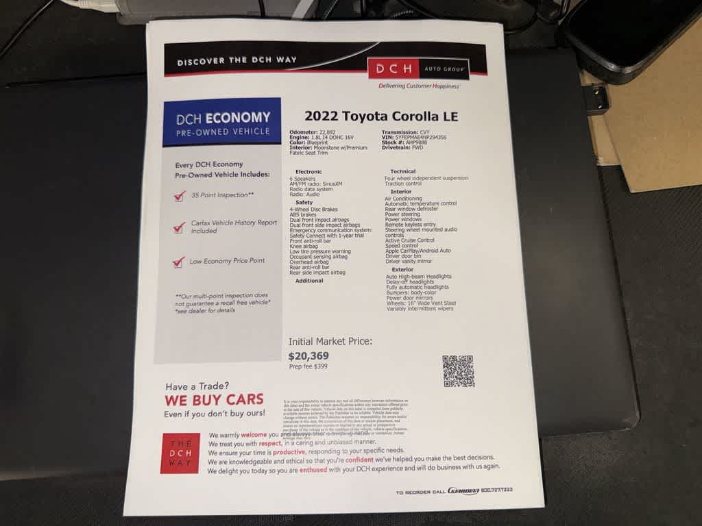 Toyota Corolla LE 2022