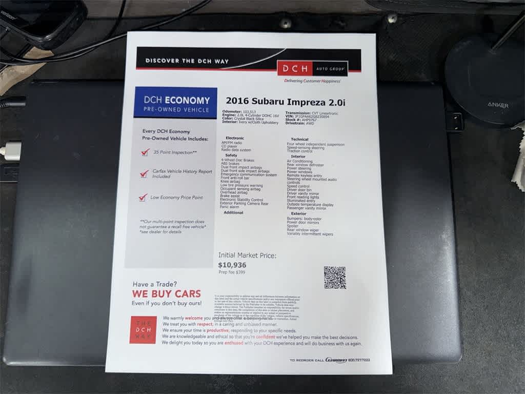 Subaru Impreza 2.0i 2016