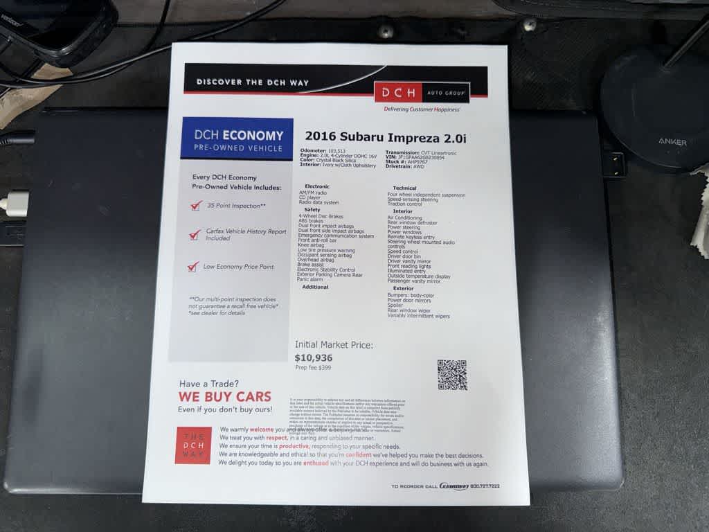 Subaru Impreza 2.0i 2016