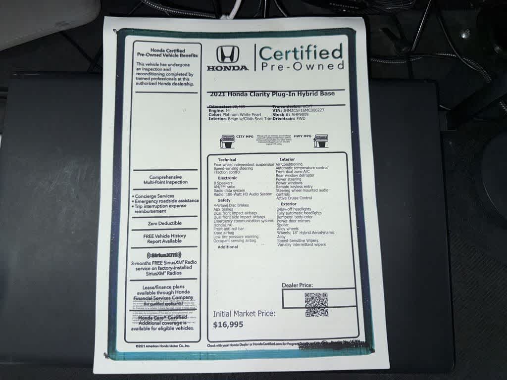 Honda Clarity Plug-In Hybrid Sedán 2021