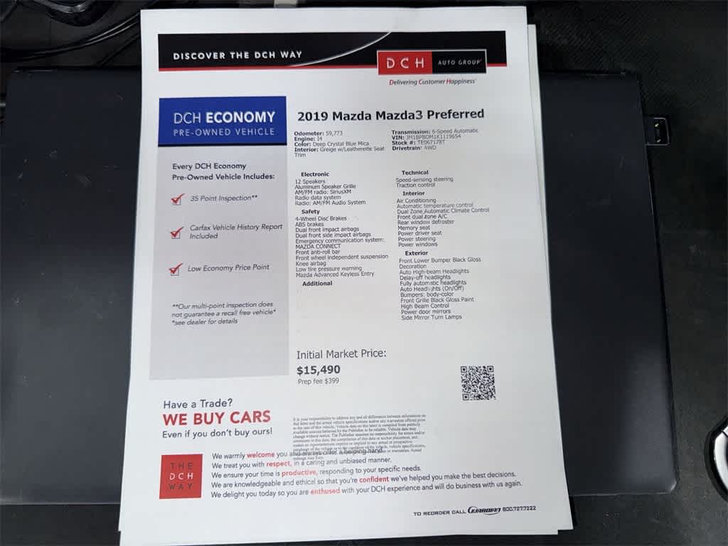 Mazda MAZDA3 2019 con paquete Preferred