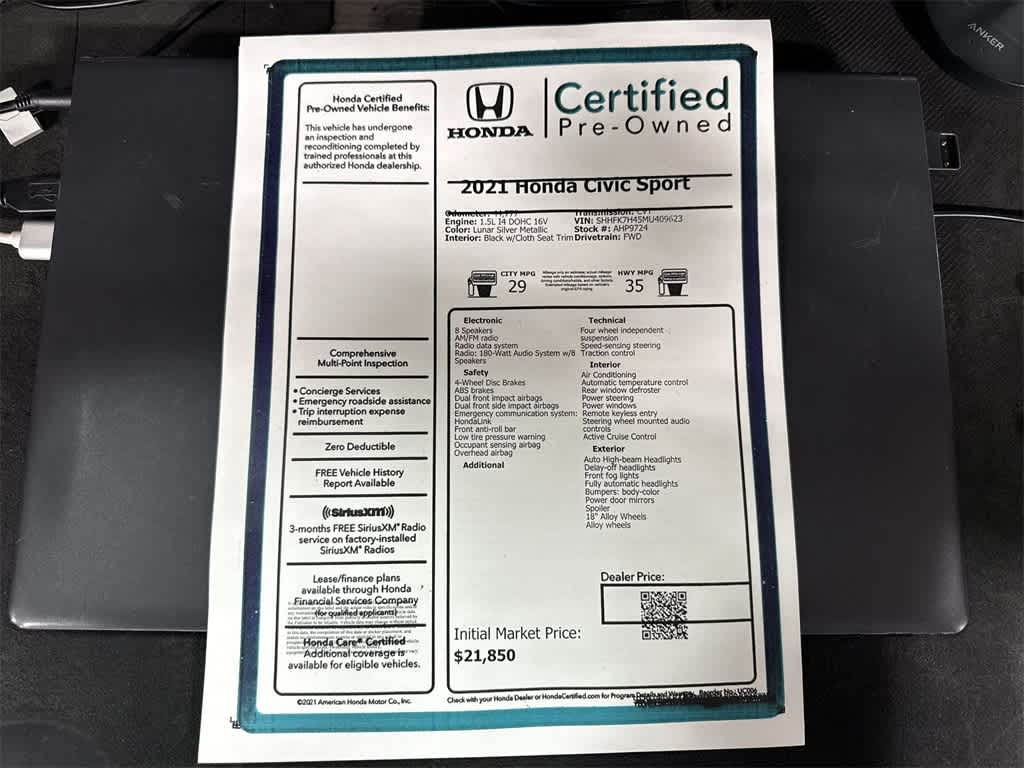 Honda Civic Hatchback Sport 2021